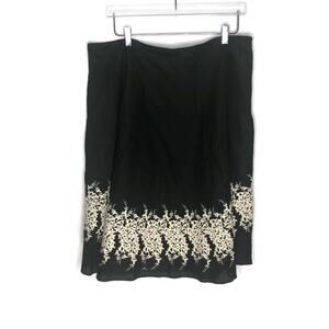Covington Floral Embroidered A Line Skirt Black 18